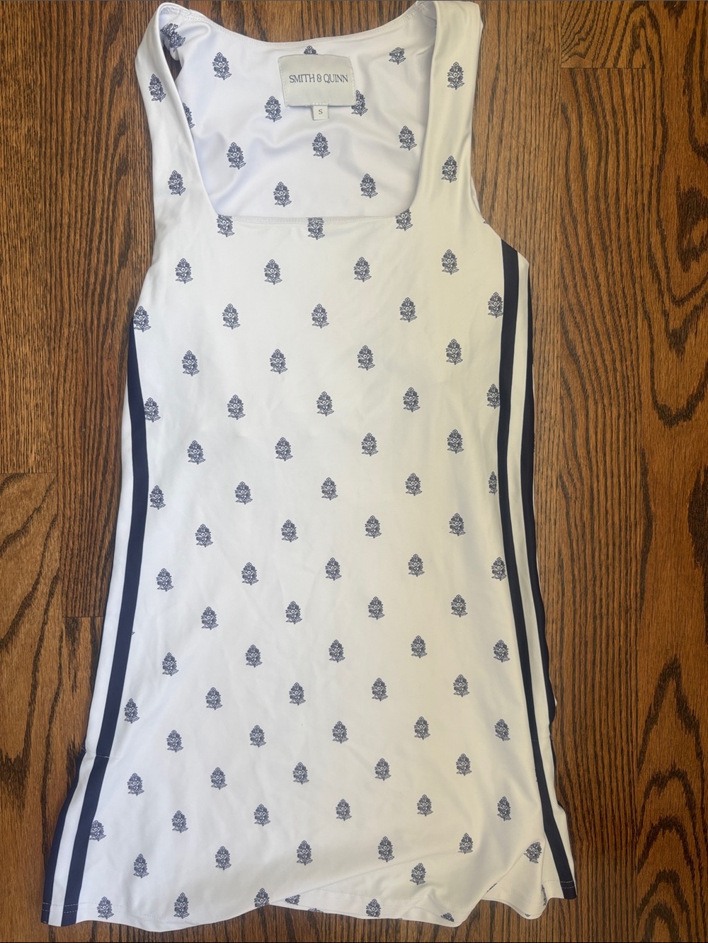 Smith & Quinn White Mini Dress with Navy and White Print. Worn once.